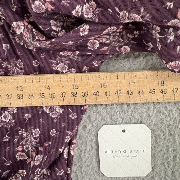 Altar’d State Floral Boho Cottagecore Mini Dress Purple Wine Long Sleeve Small - Picture 5 of 12